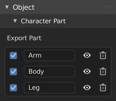 Character Part Panel
