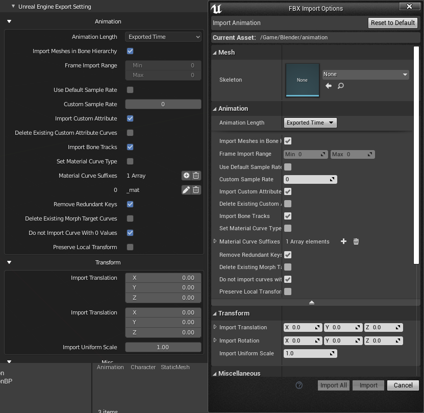Export Setting Animation