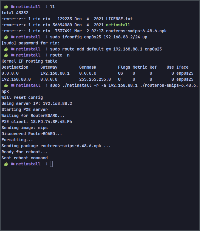 Netinstall Mikrotik on Linux